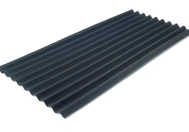 Black Onduline Classic bitumen sheet – ideal for roofing garden buildings